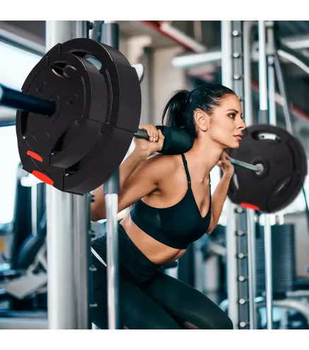 Juego de Discos Pesas de 4 Piezas 2x10 kg 2x5 kg con Orificios de 2,5 cm para Entrenamiento Fitness en Hogar Negro