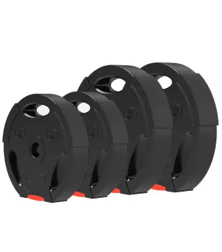 Juego de Discos Pesas de 4 Piezas 2x10 kg 2x5 kg con Orificios de 2,5 cm para Entrenamiento Fitness en Hogar Negro