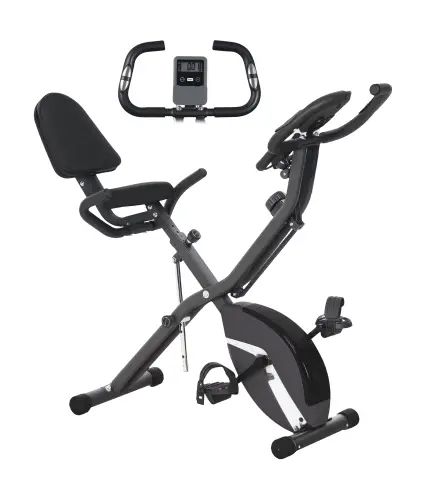 Bicicleta Estática Plegable Silenciosa con Resistencia Magnética Monitor LCD y Bandas para Brazos 43x97x109 cm Negro