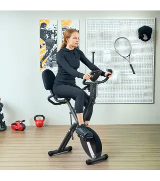 Bicicleta Estática Plegable Silenciosa con Resistencia Magnética Monitor LCD y Bandas para Brazos 43x97x109 cm Negro