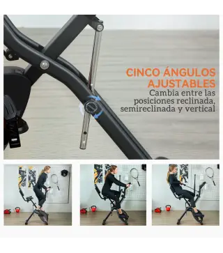 Bicicleta Estática Plegable Silenciosa con Resistencia Magnética Monitor LCD y Bandas para Brazos 43x97x109 cm Negro