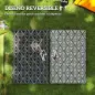 Alfombra de Exterior Reversible 182x274 cm con Patrón Geométrico de Rombos Impermeable Bolsa de Transporte Negro