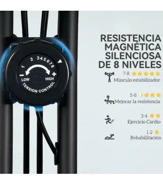 Bicicleta Estática Plegable Silenciosa con Resistencia Magnética Monitor LCD y Bandas para Brazos 43x97x109 cm Negro