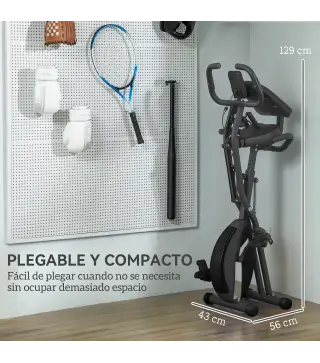 Bicicleta Estática Plegable Silenciosa con Resistencia Magnética Monitor LCD y Bandas para Brazos 43x97x109 cm Negro
