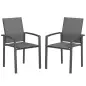 Juego de 2 Sillas de Jardín Exterior Apilables con Tela Transpirable Reposabrazos y Respaldo 56x58x89 cm Gris Oscuro