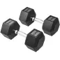 Set de 2 Mancuernas Hexagonales de 2 x 12,5 kg de Hierro Fundido Recubiertas en Goma para Entrenamiento en Casa Gimnasio