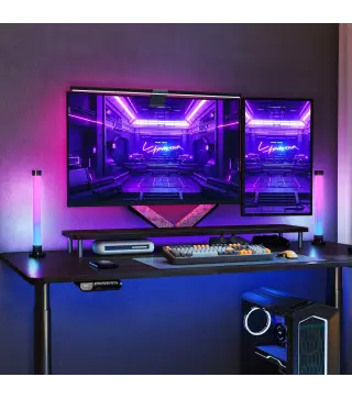 Conjunto de Lámparas de Mesa con Control Remoto App Bluetooth Sincronización con Música y Temporizador Blanco