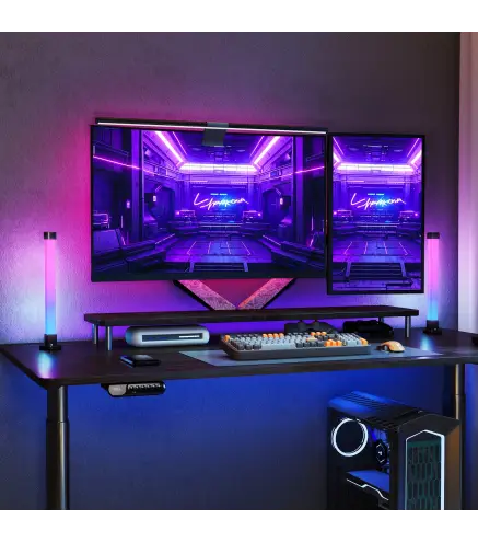 Conjunto de Lámparas de Mesa con Control Remoto App Bluetooth Sincronización con Música y Temporizador Blanco