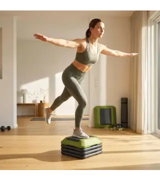 Step para Fitness Stepper Antideslizante con Altura Ajustable de 10/15/20/25/30 cm Carga 150 kg Verde