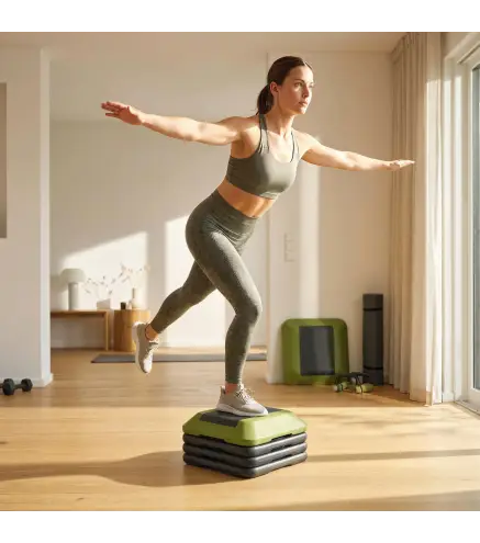 Step para Fitness Stepper Antideslizante con Altura Ajustable de 10/15/20/25/30 cm Carga 150 kg Verde