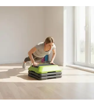 Step para Fitness Stepper Antideslizante con Altura Ajustable de 10/15/20/25/30 cm Carga 150 kg Verde