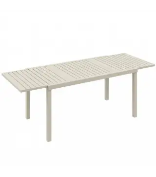 Mesa de Jardín Extensible 150/225x85x75 cm Mesa de Comedor de Aluminio con Tablero de Listones para 6-8 Personas Blanco