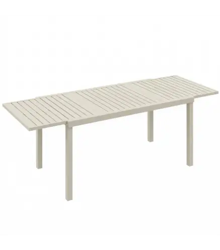 Mesa de Jardín Extensible 150/225x85x75 cm Mesa de Comedor de Aluminio con Tablero de Listones para 6-8 Personas Blanco