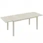 Mesa de Jardín Extensible 150/225x85x75 cm Mesa de Comedor de Aluminio con Tablero de Listones para 6-8 Personas Blanco