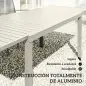 Mesa de Jardín Extensible 150/225x85x75 cm Mesa de Comedor de Aluminio con Tablero de Listones para 6-8 Personas Blanco