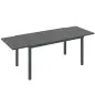 Mesa de Jardín Extensible 150/225x85x75 cm Mesa de Comedor de Aluminio con Tablero de Listones para 6-8 Personas Gris