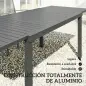 Mesa de Jardín Extensible 150/225x85x75 cm Mesa de Comedor de Aluminio con Tablero de Listones para 6-8 Personas Gris