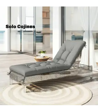 Cojín para Banco Exterior con Correas de Sujeción Protección UV50+ Rebote Lento Interior Exterior 198x65x13 cm Gris