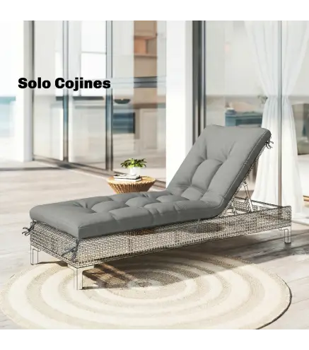 Cojín para Banco Exterior con Correas de Sujeción Protección UV50+ Rebote Lento Interior Exterior 198x65x13 cm Gris