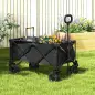 Carrito de Jardín Plegable con Ruedas Grandes Todo Terreno y Mango Ajustable Carga 100 kg para Campaña Compra Negro