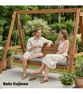 Cojín para Banco Exterior con Correas de Sujeción Protección UV50+ Rebote Lento Interior Exterior 198x65x13 cm Gris