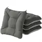Set de 4 Cojines para Sillas para Jardín con Lazos y Base Antideslizante Impermeables 39,5x39,5x10 cm Gris Oscuro