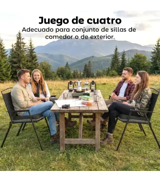 Set de 4 Cojines para Sillas para Jardín con Lazos y Base Antideslizante Impermeables 39,5x39,5x10 cm Gris Oscuro