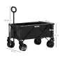 Carrito de Jardín Plegable con Ruedas Grandes Todo Terreno y Mango Ajustable Carga 100 kg para Campaña Compra Negro