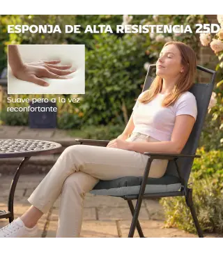 Set de 4 Cojines para Sillas para Jardín con Lazos y Base Antideslizante Impermeables 39,5x39,5x10 cm Gris Oscuro