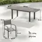 Conjunto de Mesa y Sillas Jardín con Mesa Extensible Marco de Aluminio 8 Sillas y Tablero de Lamas de Madera Plástica