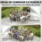 Conjunto de Mesa y Sillas Jardín con Mesa Extensible Marco de Aluminio 8 Sillas y Tablero de Lamas de Madera Plástica