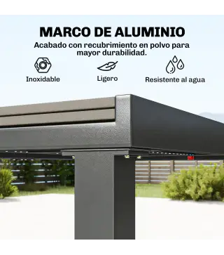 Conjunto de Mesa y Sillas Jardín con Mesa Extensible Marco de Aluminio 8 Sillas y Tablero de Lamas de Madera Plástica