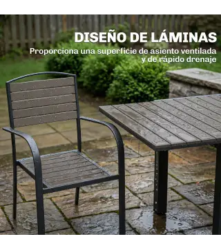 Conjunto de Mesa y Sillas Jardín con Mesa Extensible Marco de Aluminio 8 Sillas y Tablero de Lamas de Madera Plástica