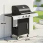 Barbacoa de Gas con 3 Quemadores 8,1 kW Termómetro Parrillas Mesas Laterales Armario y Ruedas 109x50x109 cm Negro