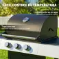 Barbacoa de Gas con 3 Quemadores 8,1 kW Termómetro Parrillas Mesas Laterales Armario y Ruedas 109x50x109 cm Negro