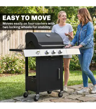 Barbacoa de Gas con 3 Quemadores 8,1 kW Termómetro Parrillas Mesas Laterales Armario y Ruedas 109x50x109 cm Negro
