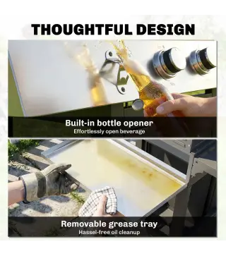 Barbacoa de Gas con 3 Quemadores 8,1 kW Termómetro Parrillas Mesas Laterales Armario y Ruedas 109x50x109 cm Negro