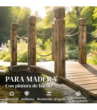 Puente de Jardín de Madera 1,51 m Puente Decorativo para Estanques Rústico con Barandillas de Seguridad Carbonizado