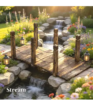 Puente de Jardín de Madera 1,51 m Puente Decorativo para Estanques Rústico con Barandillas de Seguridad Carbonizado