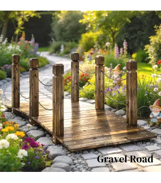 Puente de Jardín de Madera 1,51 m Puente Decorativo para Estanques Rústico con Barandillas de Seguridad Carbonizado