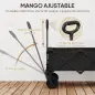 Carrito de Jardín Plegable con Ruedas Grandes Todo Terreno y Mango Ajustable Carga 100 kg para Campaña Compra Negro