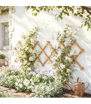 Enrejado de Jardín de Madera Extensible Soporte para Plantas Trepadoras Rosas y Parra 180x60 cm Marrón Claro