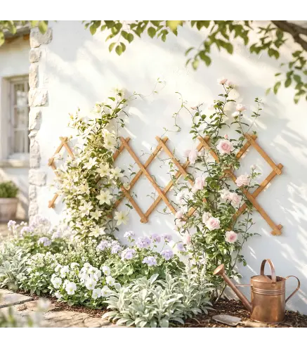 Enrejado de Jardín de Madera Extensible Soporte para Plantas Trepadoras Rosas y Parra 180x60 cm Marrón Claro