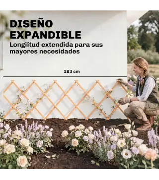 Enrejado de Jardín de Madera Extensible Soporte para Plantas Trepadoras Rosas y Parra 180x60 cm Marrón Claro