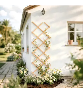 Enrejado de Jardín de Madera Extensible Soporte para Plantas Trepadoras Rosas y Parra 180x60 cm Marrón Claro