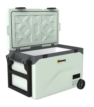 Nevera Portátil Eléctrica 42,5L con Compresor Control por App Ruedas Asa Barra -20℃ a 20℃ y Soporte para Móvil Verde