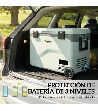 Nevera Portátil Eléctrica 42,5L con Compresor Control por App Ruedas Asa Barra -20℃ a 20℃ y Soporte para Móvil Verde