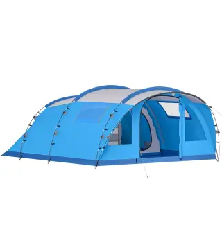Tienda de Campaña Familiar Tipo Túnel para 4 Personas con 3 Habitaciones Puerta 4 Ventanas Impermeable Fácil Montaje
