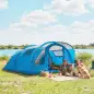 Tienda de Campaña Familiar Tipo Túnel para 4 Personas con 3 Habitaciones Puerta 4 Ventanas Impermeable Fácil Montaje