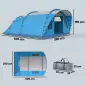 Tienda de Campaña Familiar Tipo Túnel para 5 Personas con 3 Habitaciones Puerta 4 Ventanas Impermeable Fácil Montaje
